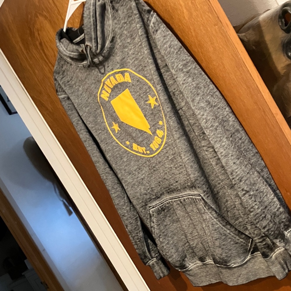 Gray Nevada Hoodie with Yellow Print